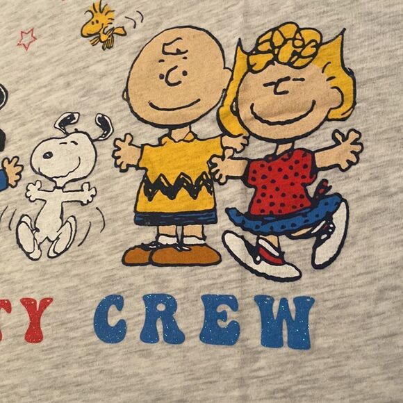 Kids Peanut American Party Crew Red White & Blue Themed T-Shirt Size L Plus NWT - Picture 5 of 7